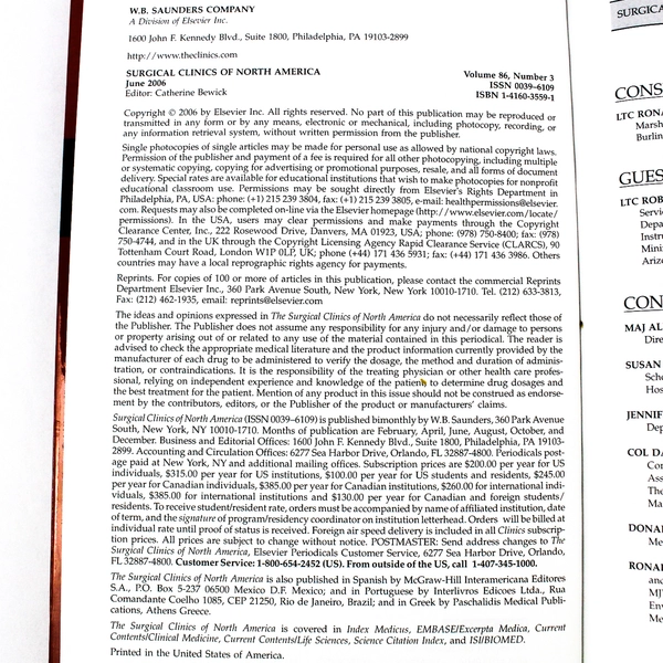 Surgical Clinics of North America June 2006 Volume 86 Number 3 Disaster Response