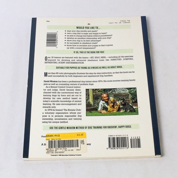 Dog Training The Gentle Modern Method David Weston 1990 Paperback