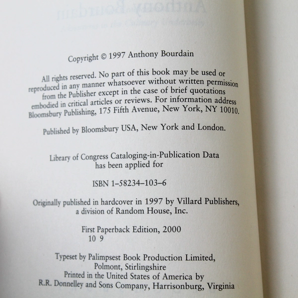 Gone Bamboo by Anthony Bourdain Paperback 2000 Bloomsbury Paperback