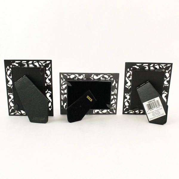 Lot of 3 Small Metal Desk Picture Frames Rose Design Stand Up 3.5x2.5 in Decor