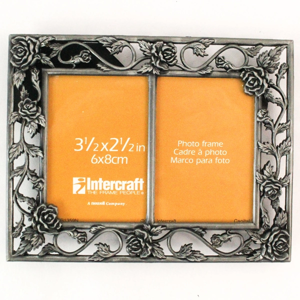 Lot of 3 Small Metal Desk Picture Frames Rose Design Stand Up 3.5x2.5 in Decor