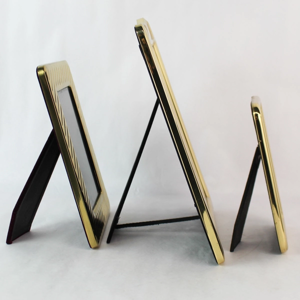 Lot of 3 Desk Picture Frames Gold Colored Varied Size 5x7 8x10 Inch