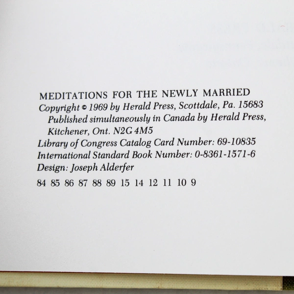 Vintage Meditations For The Newly Married John M. Drescher HC 1969 Herald Press