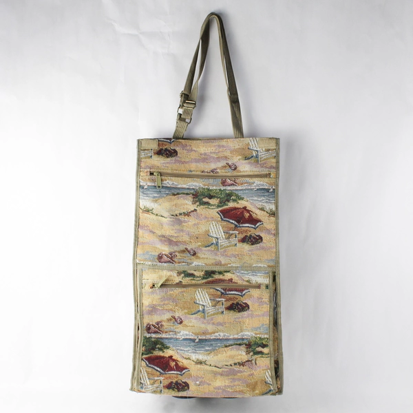 Vintage Jade Rolling Travel Bag Handles Wheels Carpet Style Beach Pattern 23 in