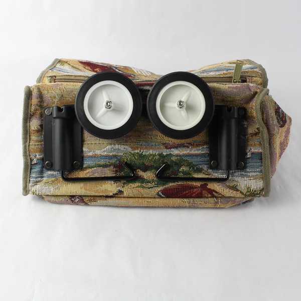 Vintage Jade Rolling Travel Bag Handles Wheels Carpet Style Beach Pattern 23 in