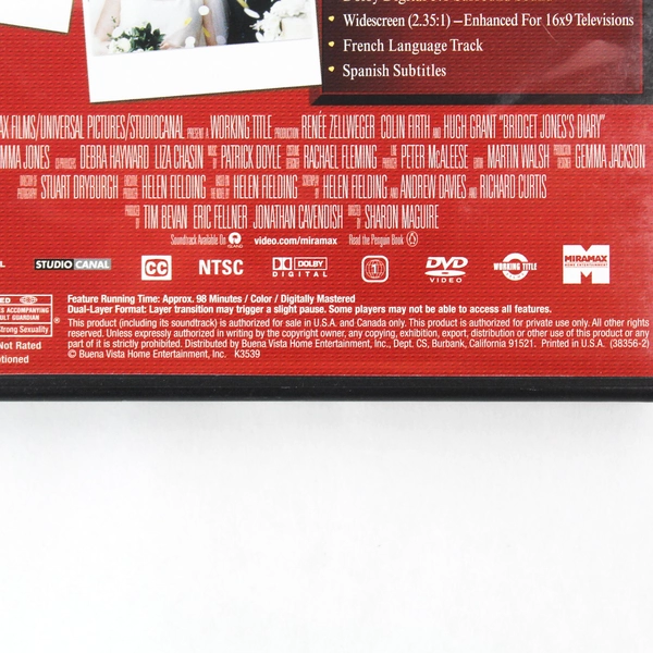 Bridget Jones's Diary 2001 DVD Hugh Grant Colin Firth Renee Zellweger