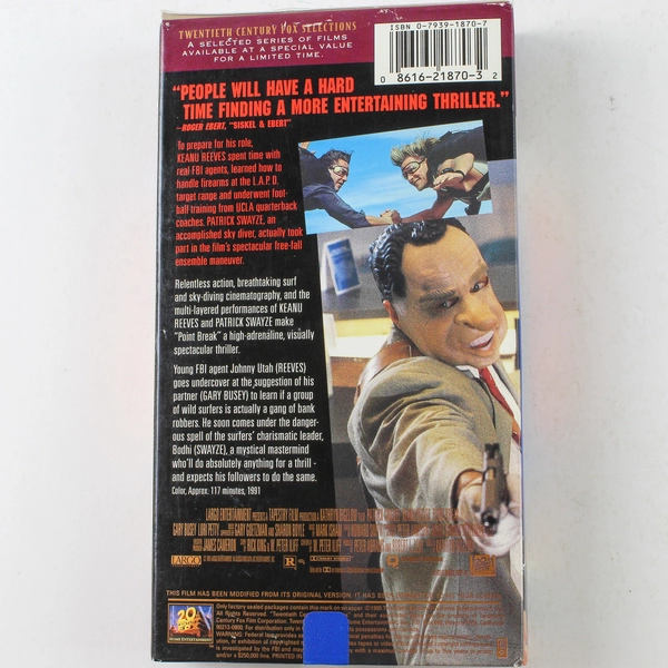 Point Break VHS 1995 Patrick Swayze and Keanu Reeves