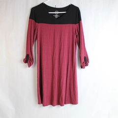 Maurices 24/7 Dress Medium Burgundy Black Stripes Pullover Casual Wear