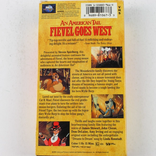 An American Tail Fievel Goes West VHS 1992 Animated Classic