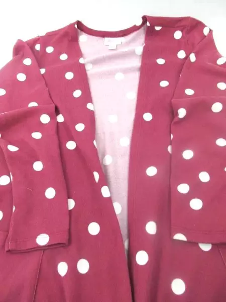 LuLaRoe Cardigan Sweater Mauve With White Dots Long Sleeves Women's Size Small