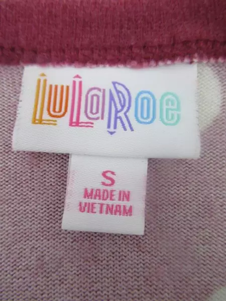LuLaRoe Cardigan Sweater Mauve With White Dots Long Sleeves Women's Size Small