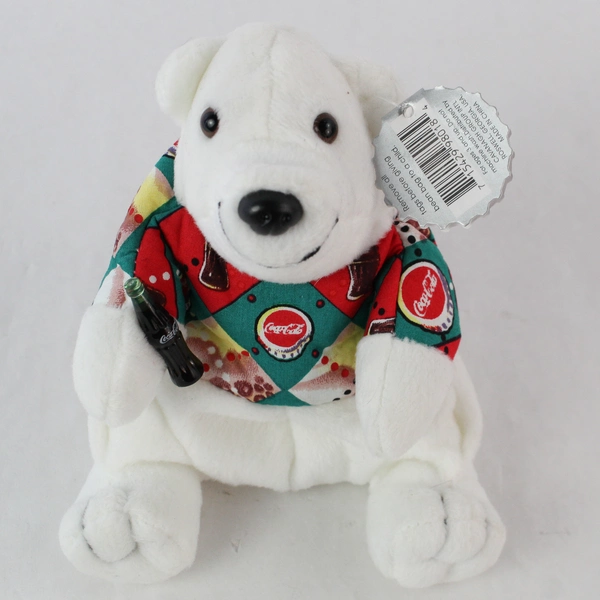 1997 Coca Cola Polar Bear in Argyle Shirt Bean Bag Plush with Tag