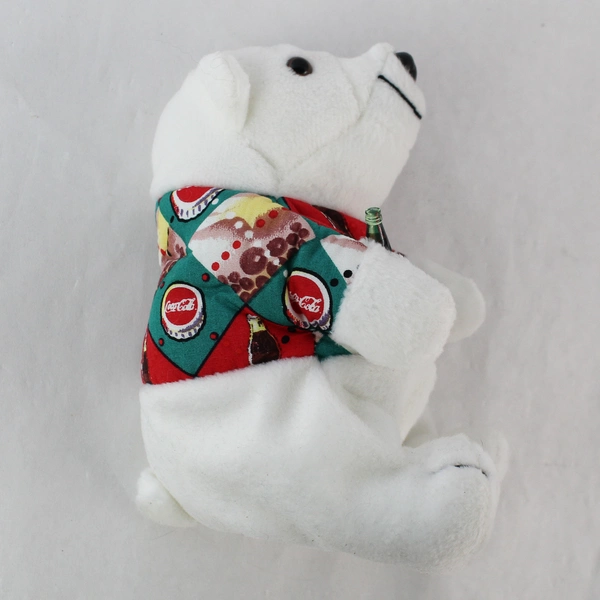 1997 Coca Cola Polar Bear in Argyle Shirt Bean Bag Plush with Tag