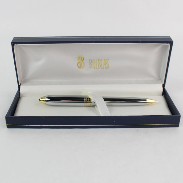 Bill Blass Chrome and Gold Tone Pen and Pencil Set in Box Missing the Pen