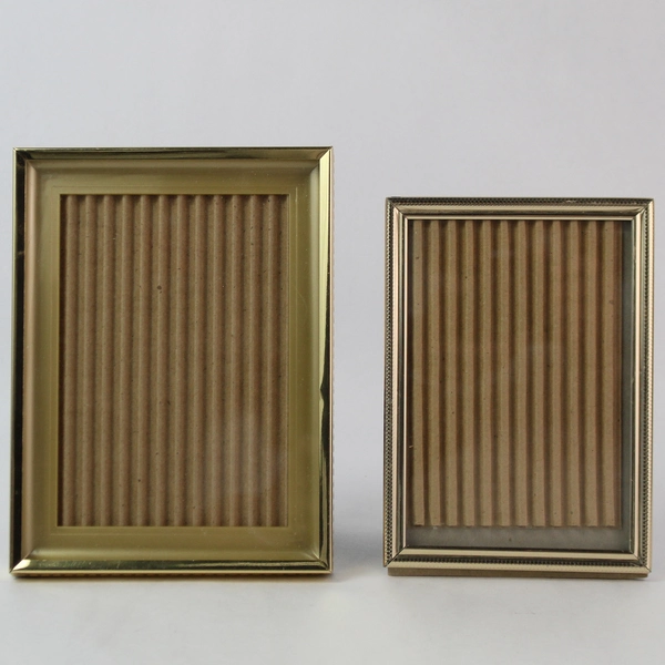 Lot of 2 Gold Tone Metal Standing Picture Photo Frames 5x7" and 6x8"