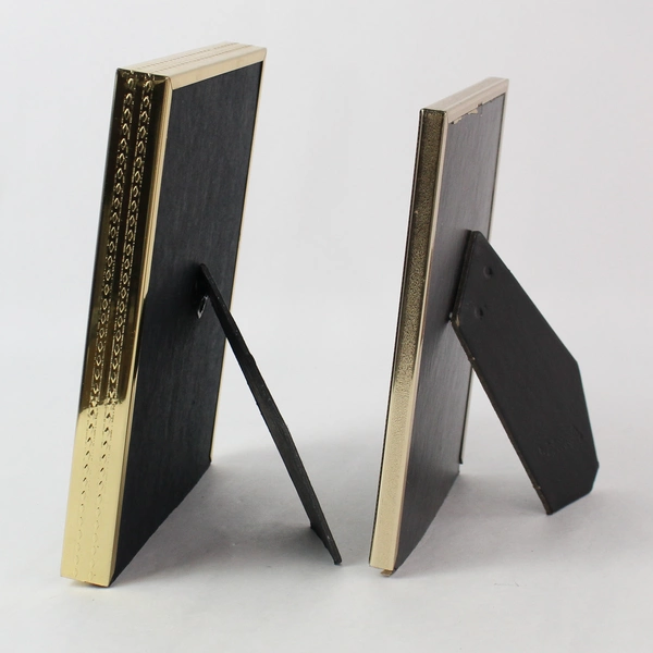 Lot of 2 Gold Tone Metal Standing Picture Photo Frames 5x7" and 6x8"