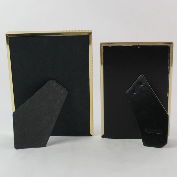 Lot of 2 Gold Tone Metal Standing Picture Photo Frames 5x7" and 6x8"