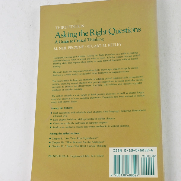 Asking the Right Questions by Keeley & Browne 3rd Edition Paperback