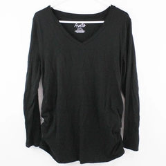Aveto Maternity Top T Tee Shirt Women's Size XL Black V Neck Long Sleeves