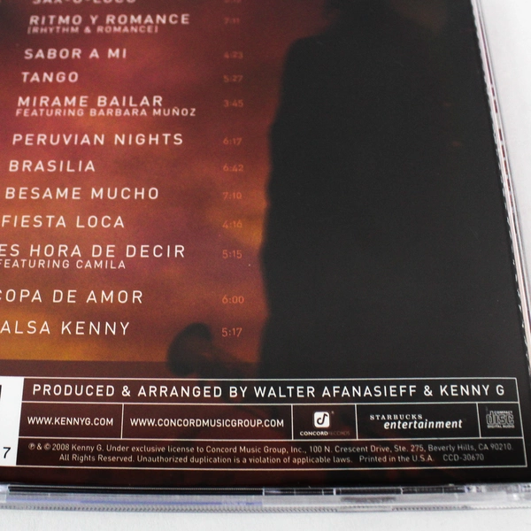 Rhythm And Romance By Kenny G CD 2008 Concord Records CCD-30670 Jazz