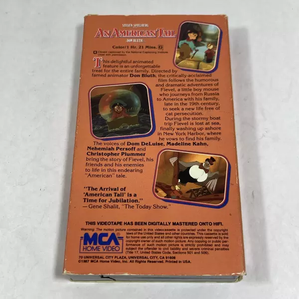 An American Tail VHS 1987 MCA Home Video Pre-Owned Fievel Kids Movie