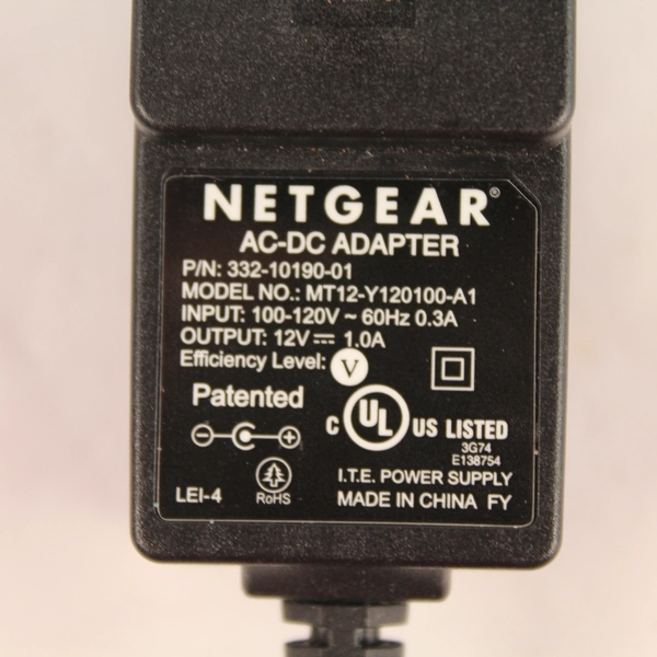 Netgear AC DC Power Adaptor Cord Cable MT12Y120100A1 Untested
