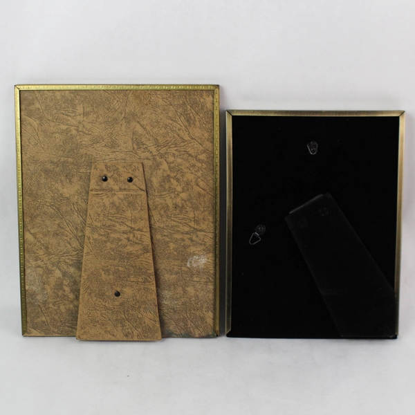 Lot of 2 Gold Tone Metal Desk Photo Picture Frames 5x7" and 8X10" Home Decor