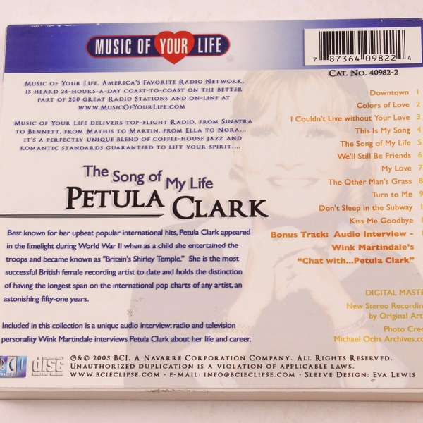 The Song of My Life Petula Clark CD 2005 Brentwood Records