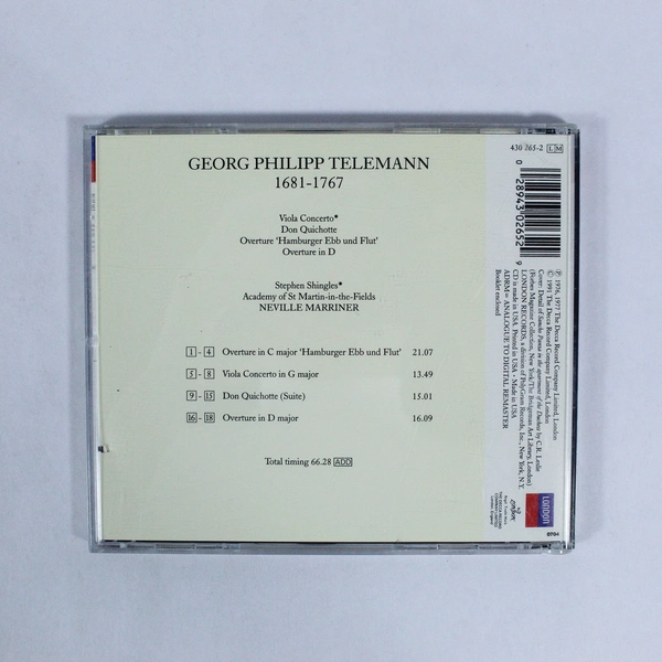 Viola Concerto Don Quichotte Overture Hamburger Ebb Und Flut Telemann CD 1991