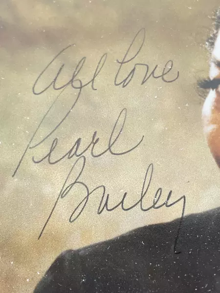 Framed 8x10 Autographed Pearl Bailey Photo in Brown Wood Frame
