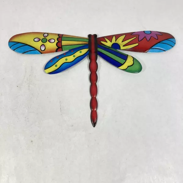 Set Of 4 Colorful Metal Art Dragonflies