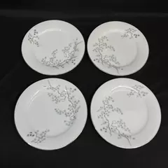 Lot of 4 Vintage Noritake Pineville Dinner Plates White Platinum Rim 10.5" 