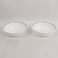 Set of 2 Corelle Country Cottage Cereal Bowls 6.25" White Blue Green