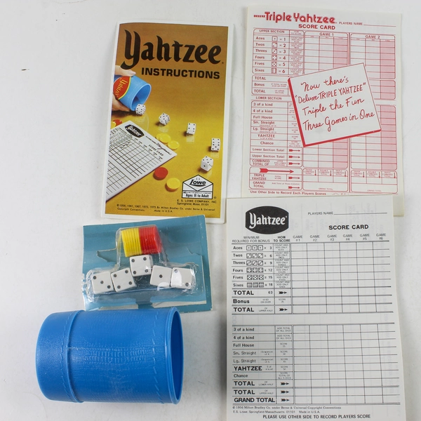 Vintage 1978 Yahtzee Dice Game Lowe Milton Bradley Complete