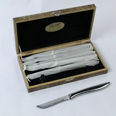 Vintage Set of 6 Arnart Hollow Ground Steak Knives Stainless Steel Storage Box