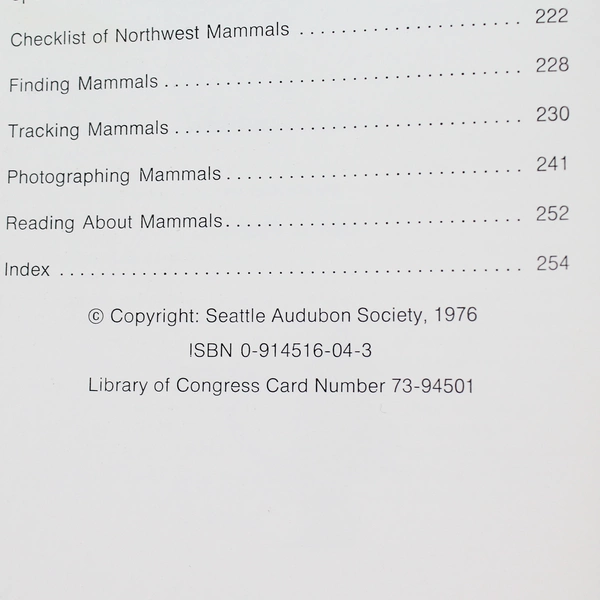 Mammals Of The Northwest by Earl J. Larrison 1976 Seattle Audubon Paperback