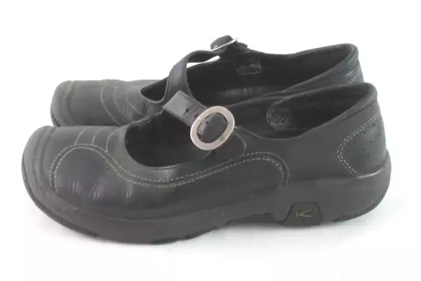 Keen Shoes Comfort White Stitching Black Buckle Closure Women's Size 7