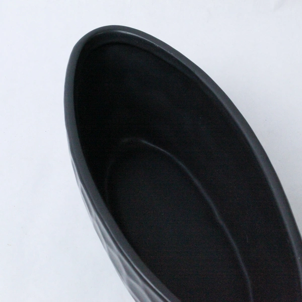 Black Planter Oval 12" Bowl Minimalist Neutral Succulents Plants Hexagon Pattern