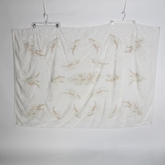 Vintage Floral Lace Tablecloth White Pink Green 70"x47" Elegant Decor