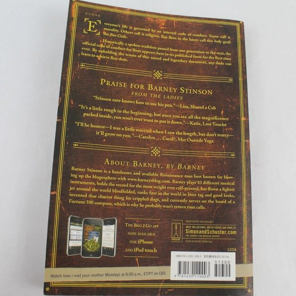 Bro Code by Barney Stinson (2008, Paperback) Simon & Schuster Paperback