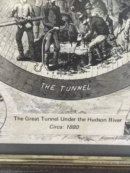 Framed Authentic Replica The Great Tunnel Under The Hudson River Circa 1880