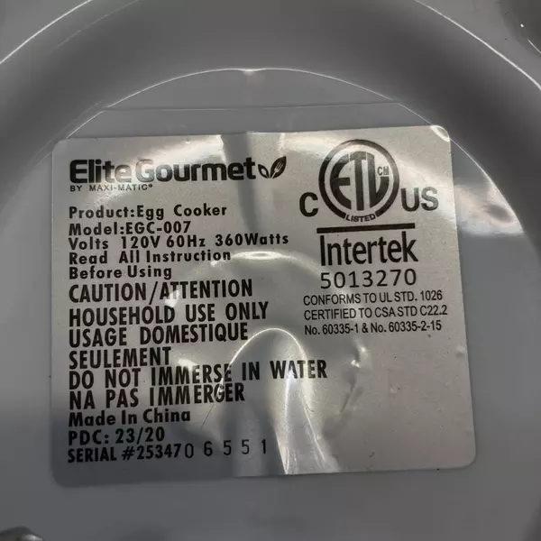 Elite Gourmet Automatic Easy Egg Cooker Model EGC-007