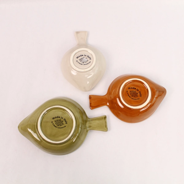 Lot of 3 II Nodo Ceramiche Spoon Rests Made in Italy Cream Rust Green