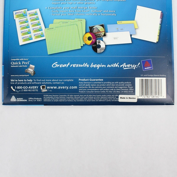 Avery Easy Peel (8160) Ink Jet Address Labels 1"x 2-5/8" 30 Sheets 750 Labels