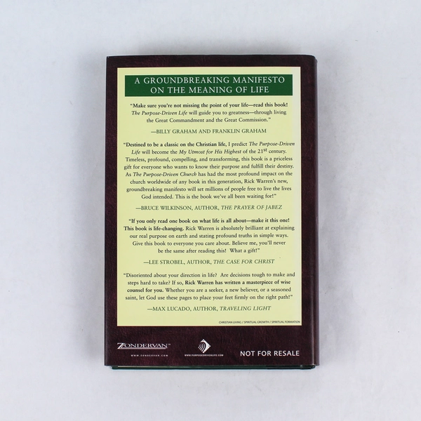 The Purpose Driven Life by Rick Warren 2002 Hardcover Dust Jacket Zondervan
