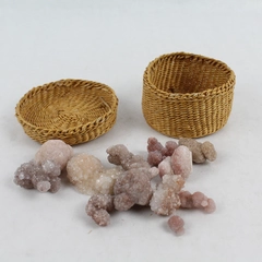 Approximately 145 Grams Sugar Apophyllite Crystal Specimens W/ Wicker Container