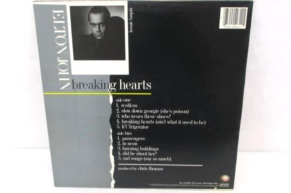 Elton John Breaking Hearts Vinyl Lp Geffen Records 1984 GHS 24031