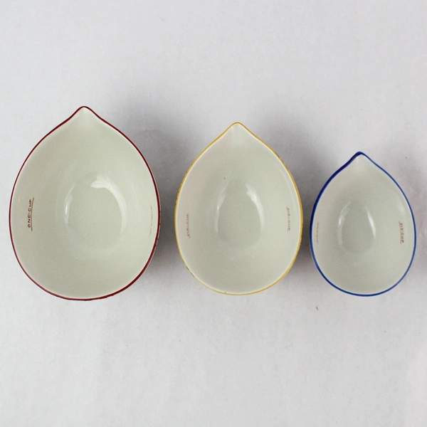 Set of 3 Pier 1 Imports Hand-Painted Stoneware Measuring Cups