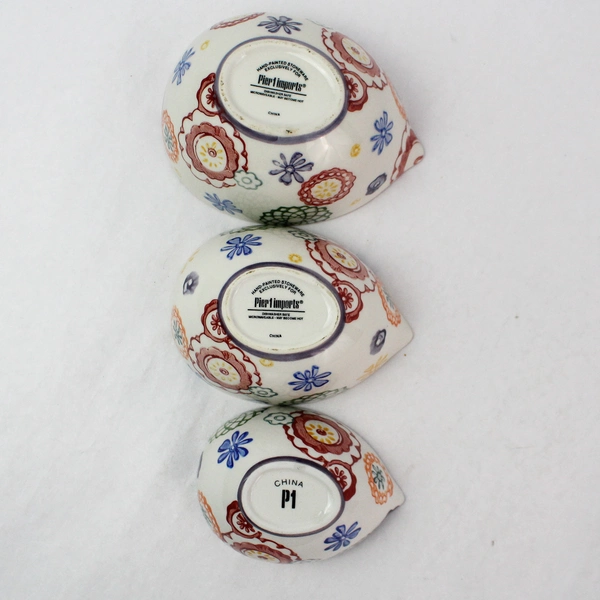 Set of 3 Pier 1 Imports Hand-Painted Stoneware Measuring Cups