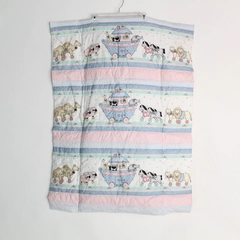 Handmade Infant Quilt with Pillow Pocket White Noah's Ark Design 42"x32"